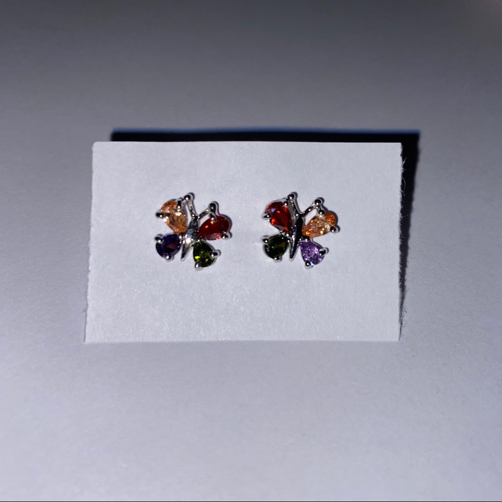 Sterling Silver 925 Butterfly Stone Studs